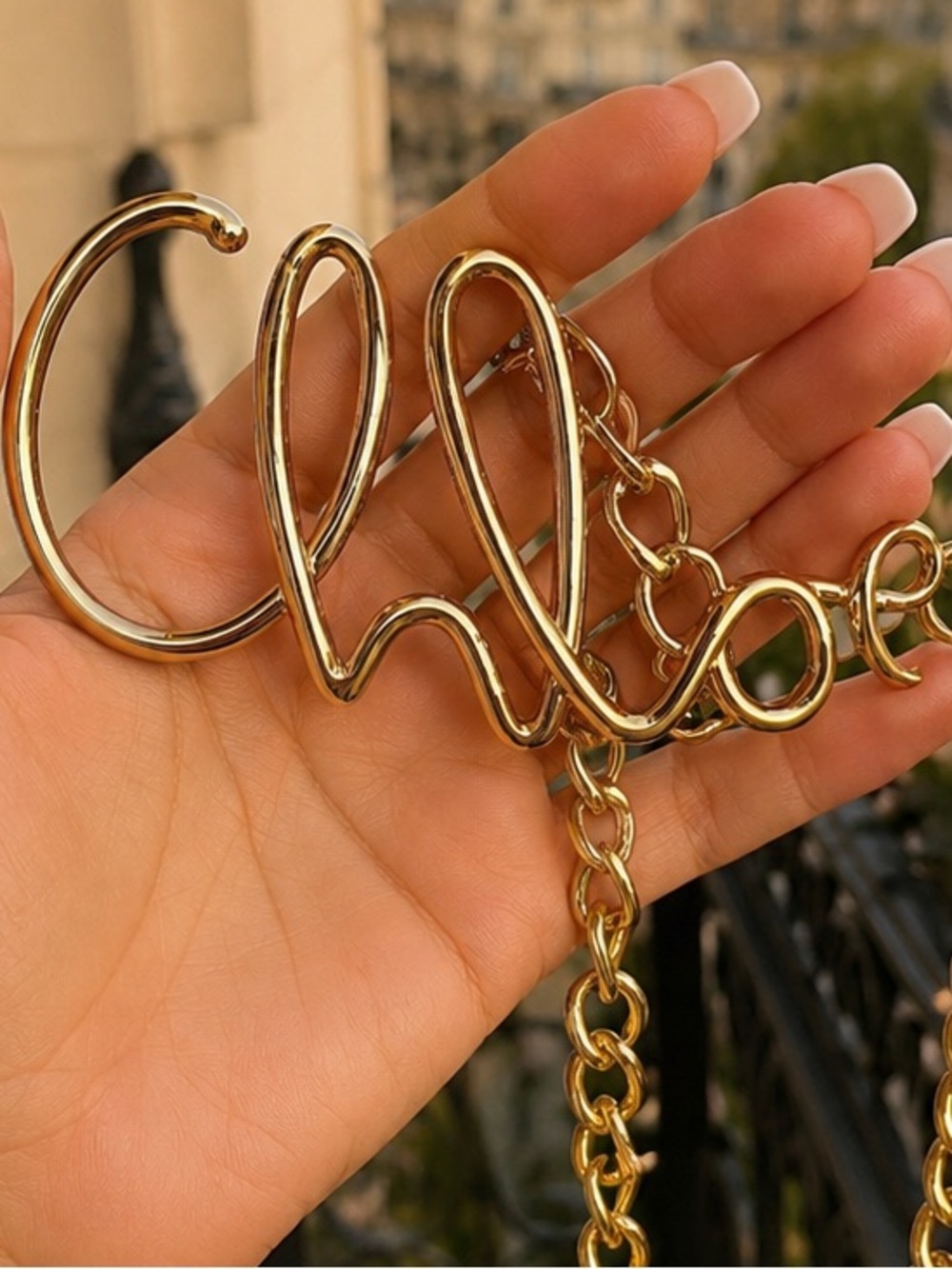 Chloe Gold Script Logo Chain Belt - Women's Accessory
